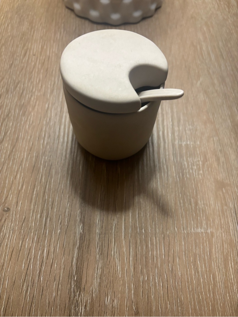 Ceramic Sugar Jar with Spoon - Cream